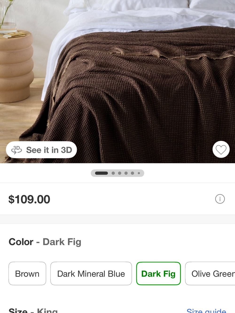 Dark Fig Waffle-Knit Bedding Throw Blanket Casaluna